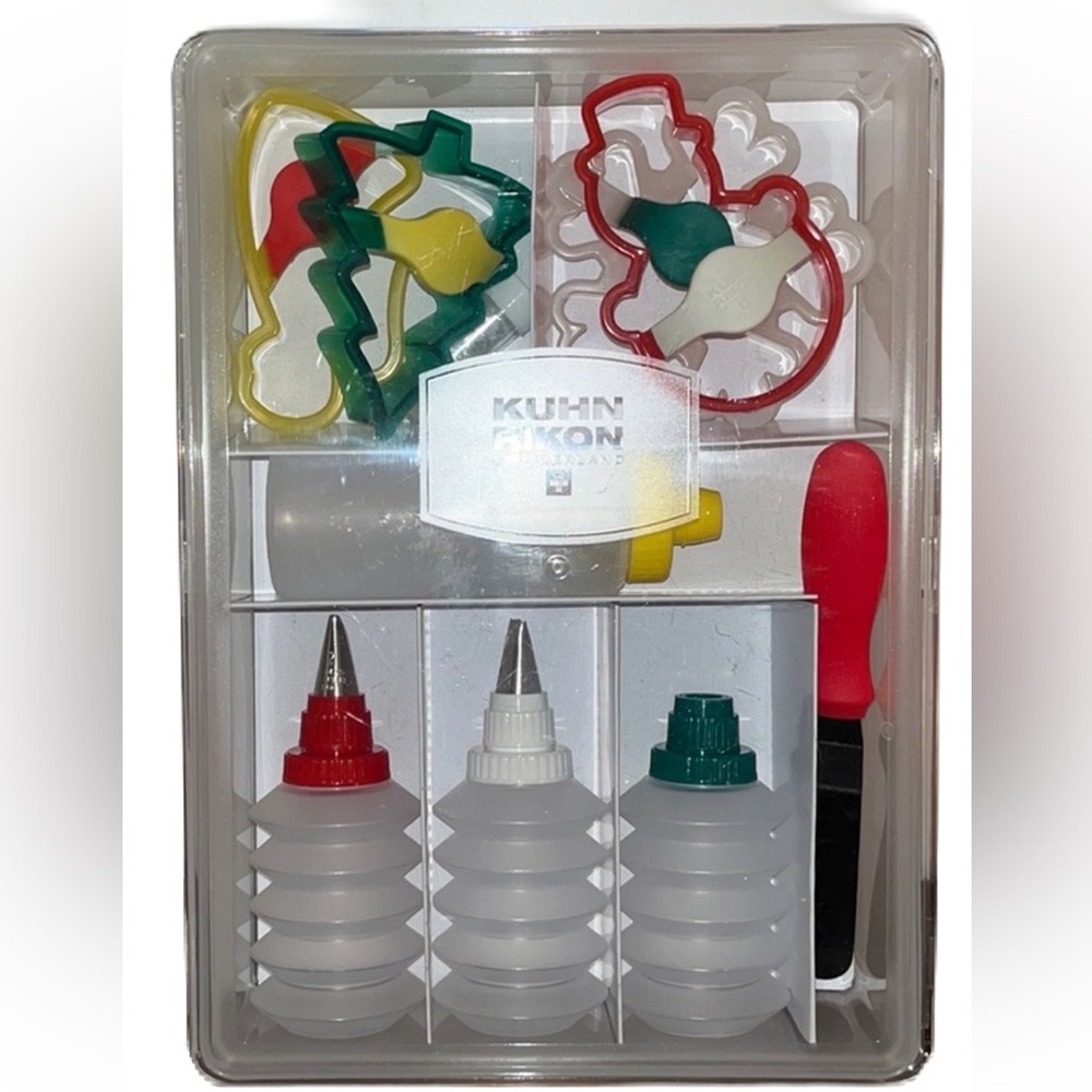 Kuhn Rikon Christmas Cookie Cutter Decorating Set In Storage Box Switzerland